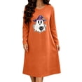 thumbnail image 1 of Taqqpue Womens Halloween Cotton Nightgown Long Sleeves Round Neck Sleepshirt Print Nightshirt Casual Plus Size Knee Length Sleep Dress Pullover Halloween Pumpkin Printed Sleep Shirt for Women, 1 of 6