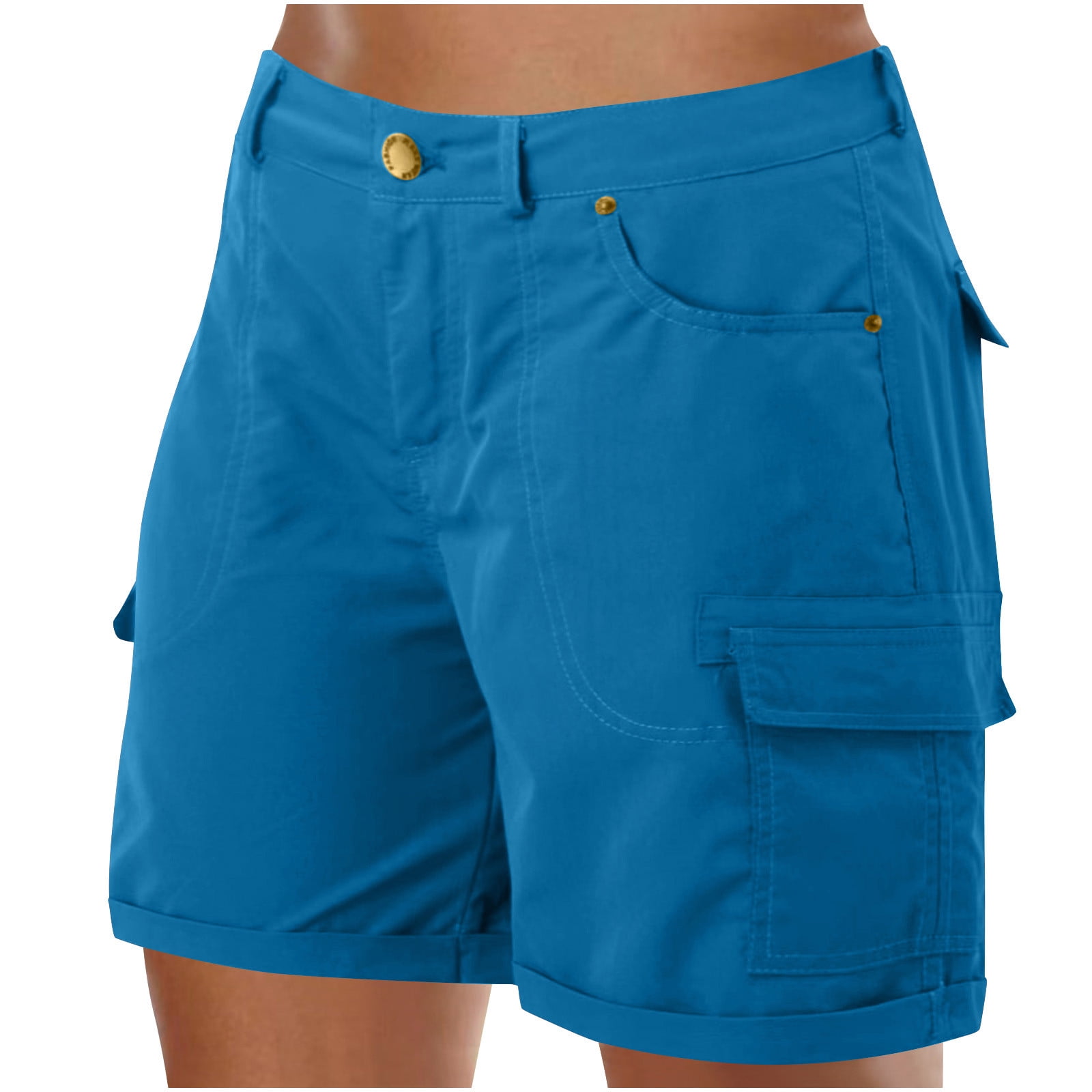 Xysaqa Women's Casual Twill Bermuda Cargo Shorts Summer Knee