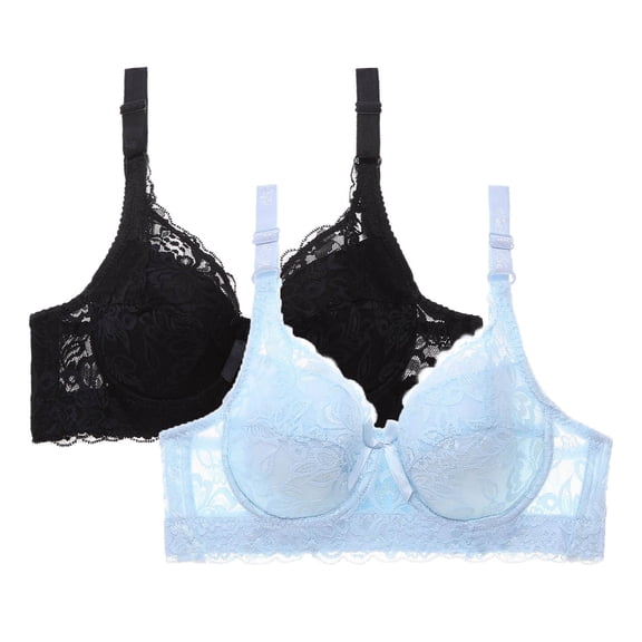 Taqqpue Womens Lace Seamless Push Up Bras No Underwire Full Coverage Comfortable Bra V Neck Bralettes Wireless Everyday Bra (2 Pack)