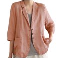 thumbnail image 1 of Taqqpue Womens Linen Blazer Casual Long Sleeve Lightweight Button Jackets Spring Summer Solid Color Suit Shirts, 1 of 6