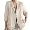 thumbnail image 1 of Taqqpue Womens Linen Blazer Casual Long Sleeve Lightweight Button Jackets Spring Summer Solid Color Suit Shirts, 1 of 6