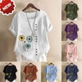 thumbnail image 1 of Taqqpue Womens Linen Short Sleeve T-Shirts Summer Rolled Dolman Sleeve Tops Casual Round Neck Solid Short Basic Tees, 1 of 6