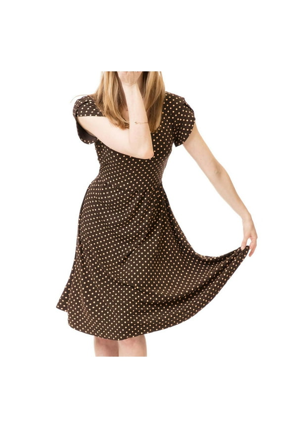 Womens Maternity Dress Short Sleeve Polka Dot Print Midi Nursing Breastfeeding Dress Casual Mama Pregnancy Dress A-Line Flowy Summer Boho Maternity Dress for Baby Shower Photoshoot
