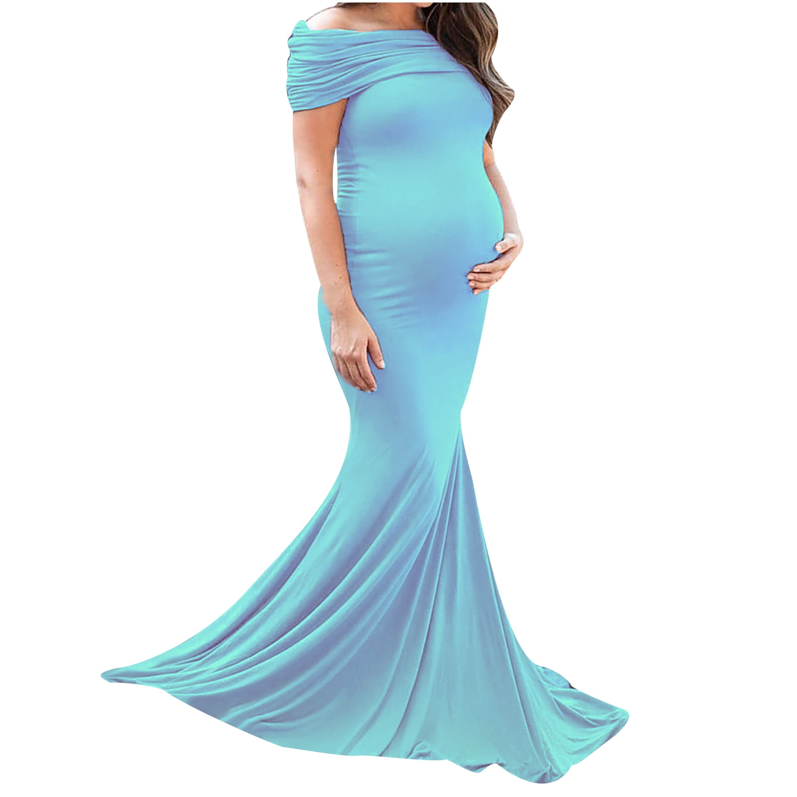 Taqqpue Womens Off Shoulder Maternity Dress Photoshot Baby Shower Wedding Guest Slim Fit Gown Flowy Ruffle Stretchy Long Maxi Photography Pregnancy D 551c708a 57ac 40c5 874c fab34a19e08e.c3f2db1d2e56f7448b8f6edfc31fb0f9