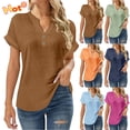 thumbnail image 1 of Taqqpue Womens Oversize T Shirts Short Sleeve V Neck Loose Casual Summer Loose Fit Flowy Solid Color Tops, 1 of 6