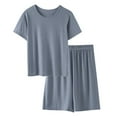 thumbnail image 1 of Taqqpue Womens Pajama Set 2 Piece Pj Sets Short Sleeve Tops and Shorts Lounge Set Solid Casual Sleepwear Loungewear, 1 of 4