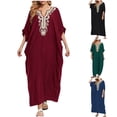 thumbnail image 1 of Taqqpue Womens Plus Size Beach Cover Up Solid Color Flare Sleeve Kaftan Dress V Neck Maxi Dress Beachwear Casual Summer Swimsuit Coverup for Women, 1 of 6