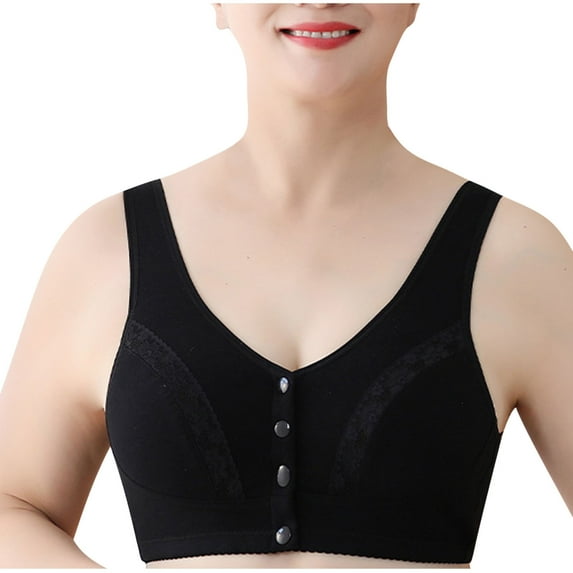 Taqqpue Womens Plus Size Bra Front Closure Everyday Bras Convenient Snap Sleep Bra Women Comfort Wireless Bras for Older Women M-5XL