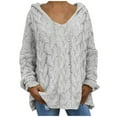 thumbnail image 1 of Taqqpue Womens Plus Size Cable Knit Pullover Sweaters Loose Long Sleeve Hooded Sweater Tops Solid Color Chunky Jumper Tops Oversized,Christmas Gifts for Women, 1 of 8
