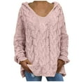 thumbnail image 1 of Taqqpue Womens Plus Size Cable Knit Pullover Sweaters Loose Long Sleeve Hooded Sweater Tops Solid Color Chunky Jumper Tops Oversized,Christmas Gifts for Women, 1 of 7
