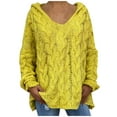thumbnail image 1 of Taqqpue Womens Plus Size Cable Knit Pullover Sweaters Loose Long Sleeve Hooded Sweater Tops Solid Color Chunky Jumper Tops Oversized,Gifts for Women, 1 of 8