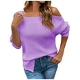 thumbnail image 1 of Taqqpue Womens Plus Size Knit Pullover Sweater Long Sleeve Off the Shoulder Sexy Sweater Chunky Solid Color Loose T-Shirt Blouse Cold Shoulder Sweater Tops Christmas Gifts for Women, 1 of 6