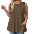 thumbnail image 1 of Taqqpue Womens Plus Size Tank Tops Summer Sleeveless T Shirts Crew Neck Casual Loose Fit Tunic Blouses Trendy Fashion Basic Tops Women Oversized Tops Shirt with Pockets L-4XL, 1 of 6