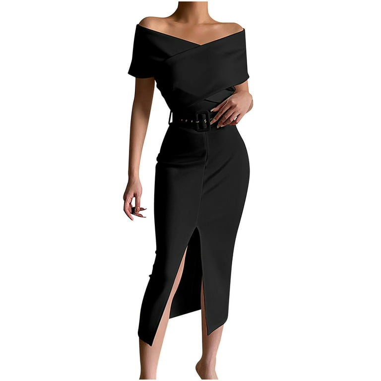 New Off-The-Shoulder Solid Color Sexy Bodycon New Off-The-Shoulder Solid Color Sexy Bodycon