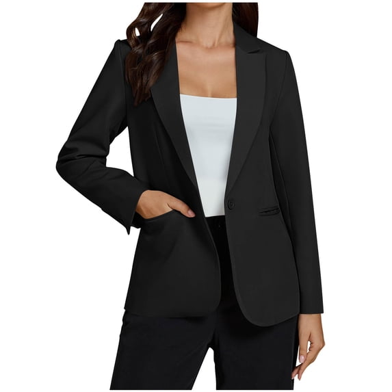 Taqqpue Womens Suit Jacket Business Casual Solid Color Blazer Long Sleeve Lapel Open Front Button Work Blazer Jackets with Pockets