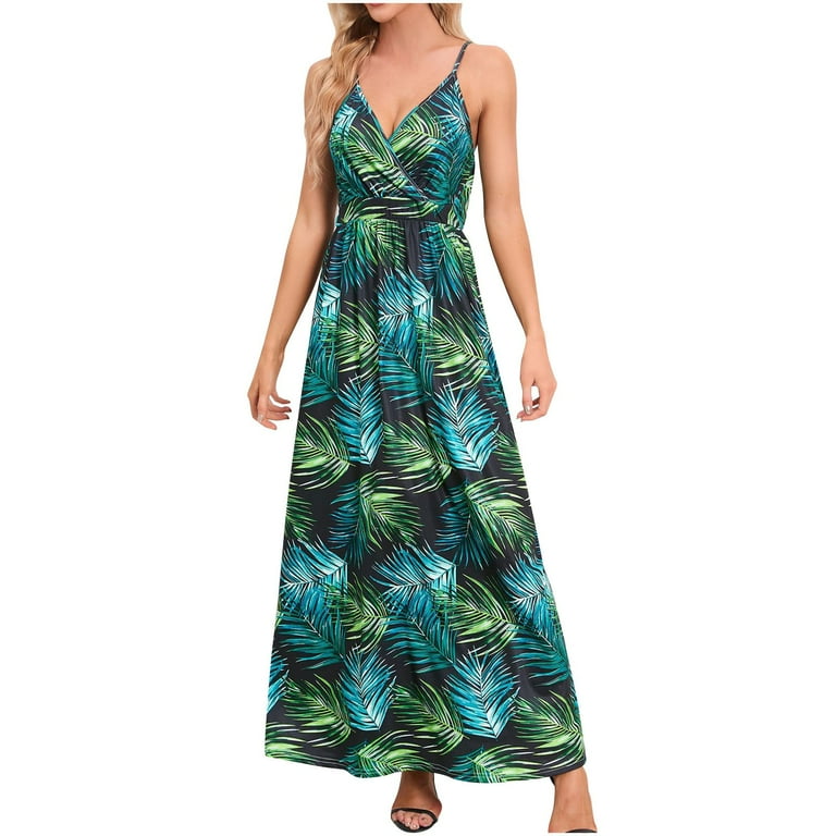 Bohemia Sleeveless Print Maxi V neck High waist Vacation Dresses Bohemia Sleeveless Print Maxi V neck High waist Vacation Dresses