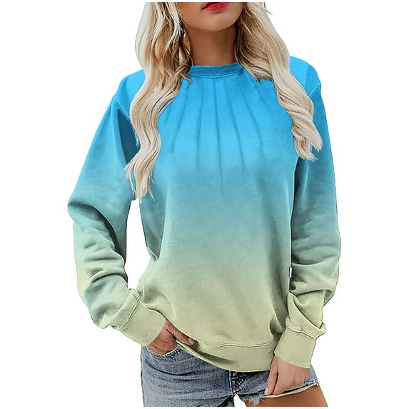 Taqqpue Womens Sweatshirt Casual Long Sleeve Crew Neck Cute Pullover Fall Winter Relaxed Fit Solid Color Plus Size Blouse Tops