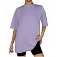 thumbnail image 1 of Taqqpue Womens T Shirts Casual Solid Color Short Sleeve Crew Neck Blouse Tops Loose Fit Basic Tees, 1 of 6