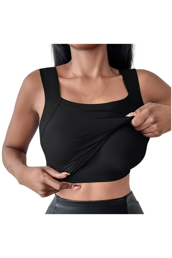 Womens U Neck Shapewear Built-in Bra Tank Tops Modal High Strechy Sleeveless Slim Fit Tops Camisole Workout Tops