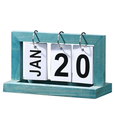 Taqqpue Wooden Desktop Calendar 2023,Daily Perpetual Standing Flip Calendar Countdown Anniversary Daily Desktop Calendar Rustic Farmhouse Desk Accessories for Home Office Decor,Foldable and Reusable