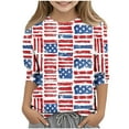 thumbnail image 1 of Taqqpue 4th of July Tops for Kids USA Flag Printed Tees Summer 3/4 Sleeve Casual Basic T Shirts, 1 of 5