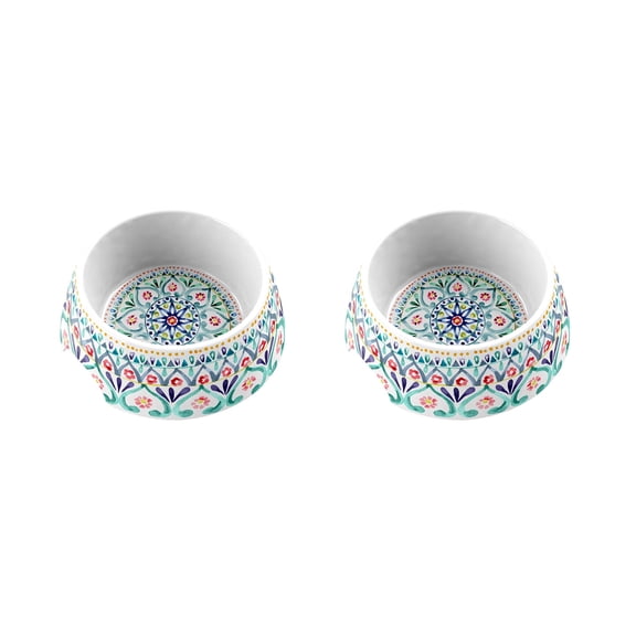 Boho Medallion Melamine Pet Bowl - Medium - 2.5 Cups - Multicolor - Set of 2