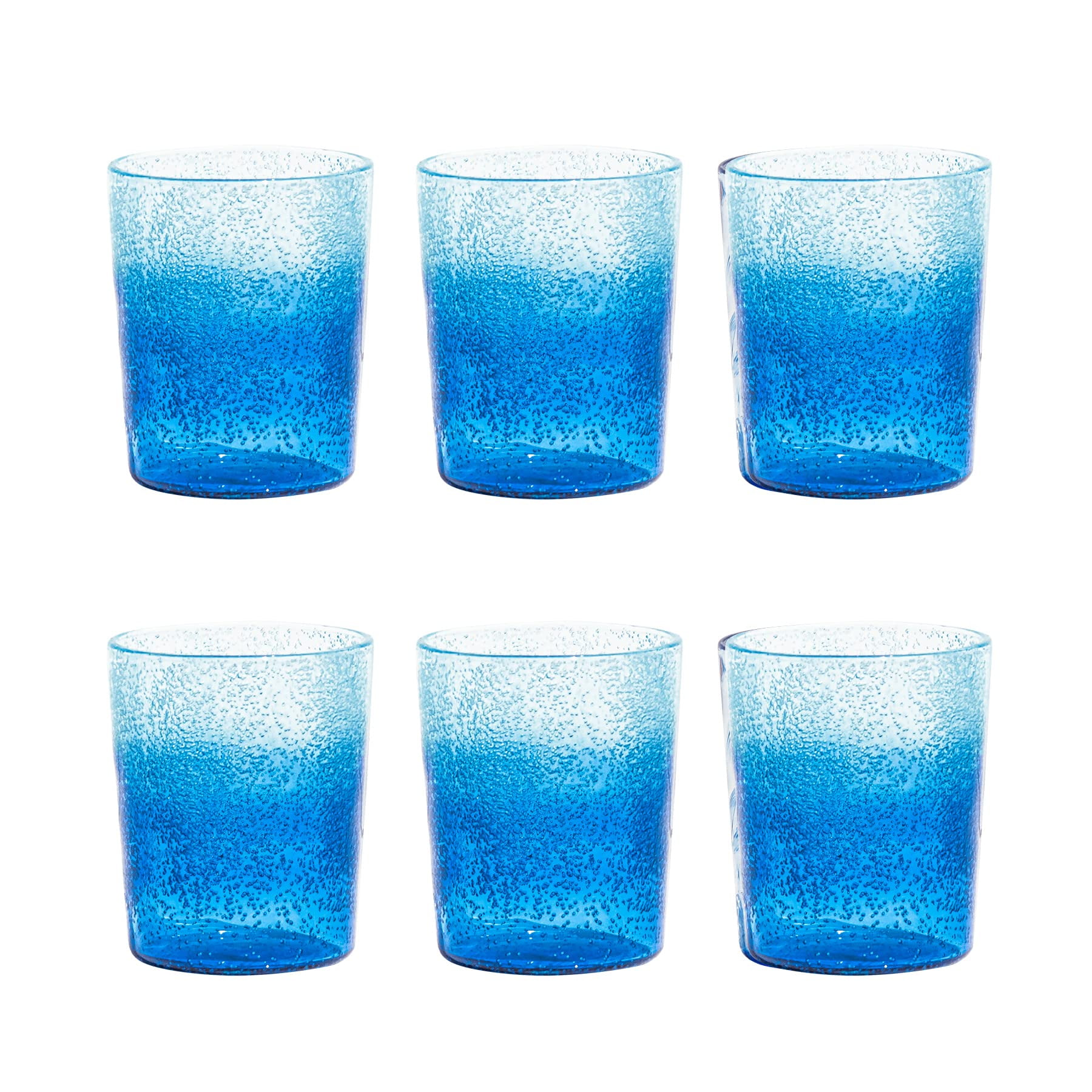 TarHong Aegean Swirl Premium Acrylic Drinkware Tumbler/Old Fashioned Glass, 12.4 Ounce, Blue Swirl, Set of 6