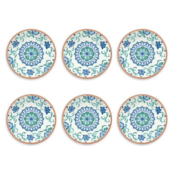 Rio Turquoise Floral Salad Plate, 8.5", Set of 6