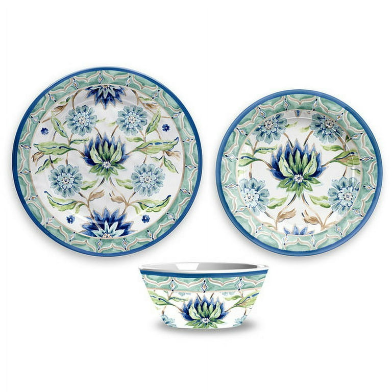 TarHong Sikandra Floral Heavyweight Melamine 12 Piece Dinnerware