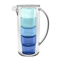 thumbnail image 1 of TarHong Simple Stacked Nested Pitcher Set with 4 Assorted Color Glasses, 91 oz, Premium Plastic, 5 Piece Set, 1 of 2