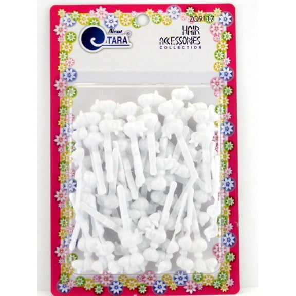 Tara Children's Self Hinge Plastic Bow Hair Barrettes - Whites - 42 Pcs.