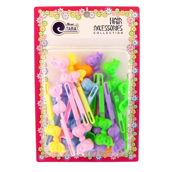Tara Children's Self Hinge Plastic Bow Hair Barrettes - Pastel Colors - 18 Pcs.