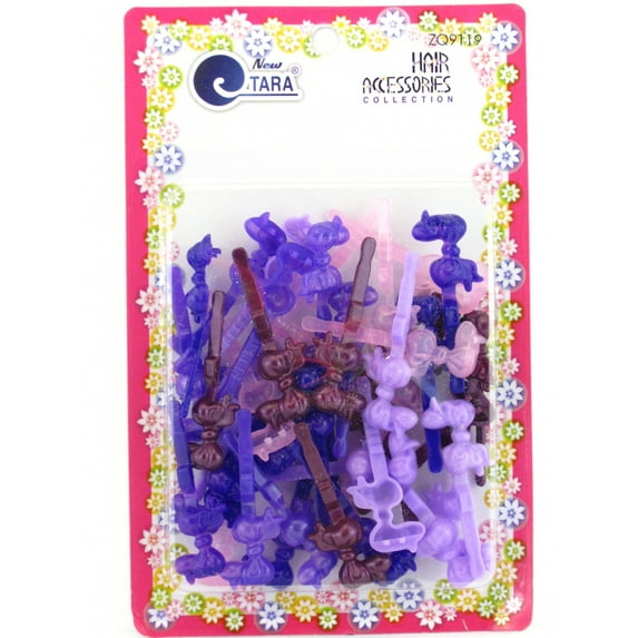 Tara Children's Self Hinge Plastic Bow Hair Barrettes - Purples - 42 Pcs.