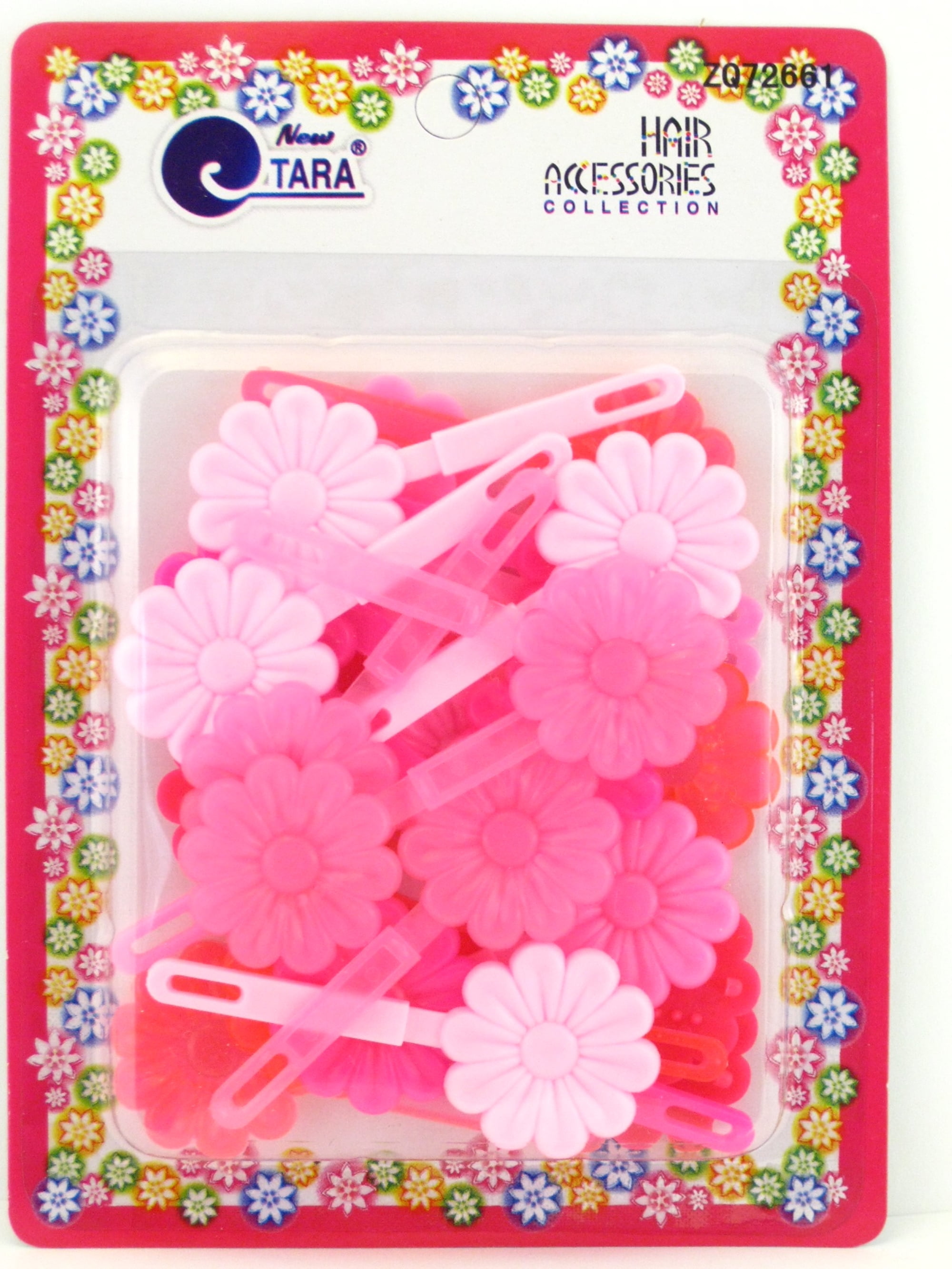 Tara Children's Self Hinge Plastic Flower Hair Barrettes Pinks 18