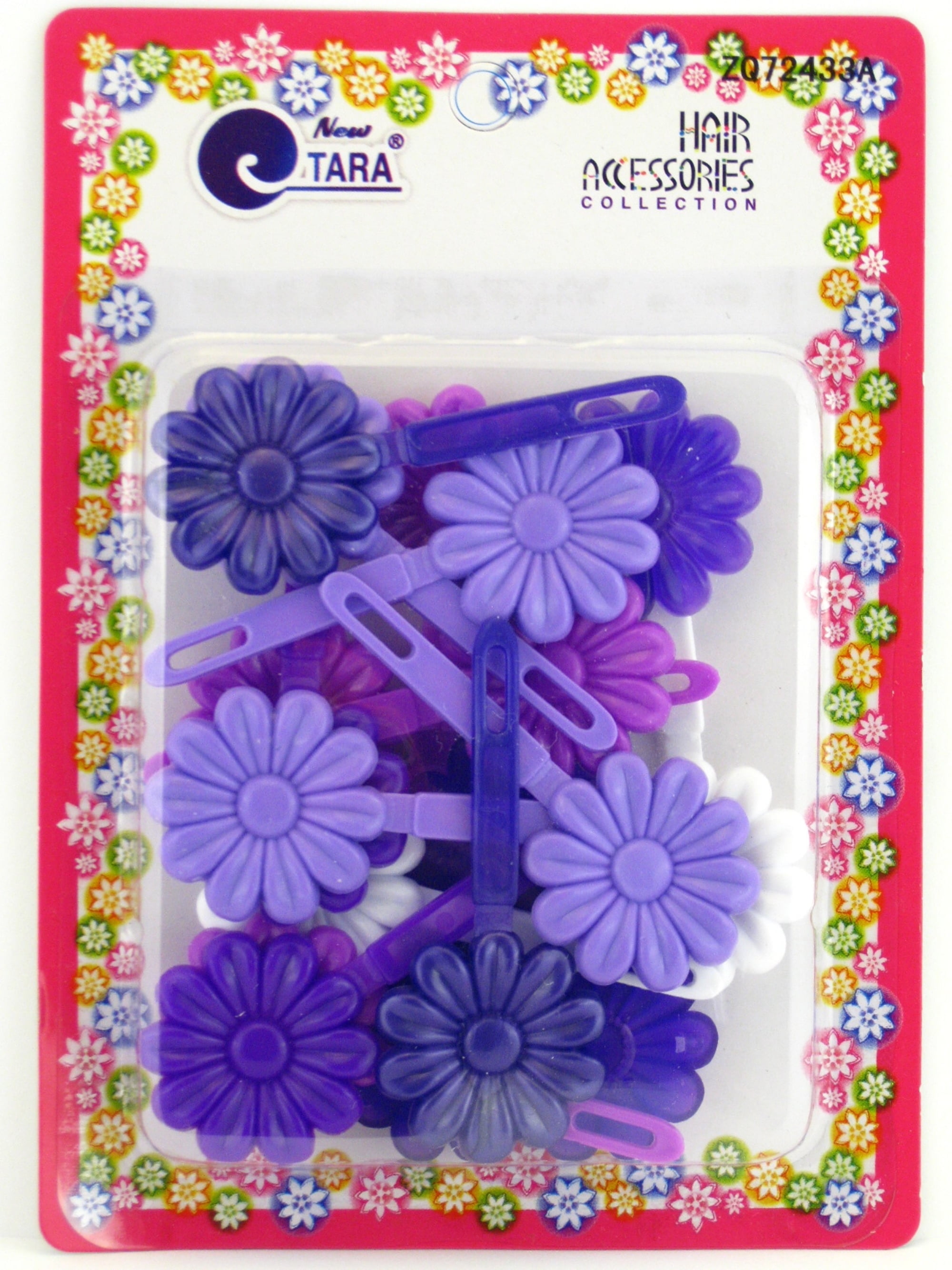Tara Children's Self Hinge Plastic Flower Hair Barrettes - Purple