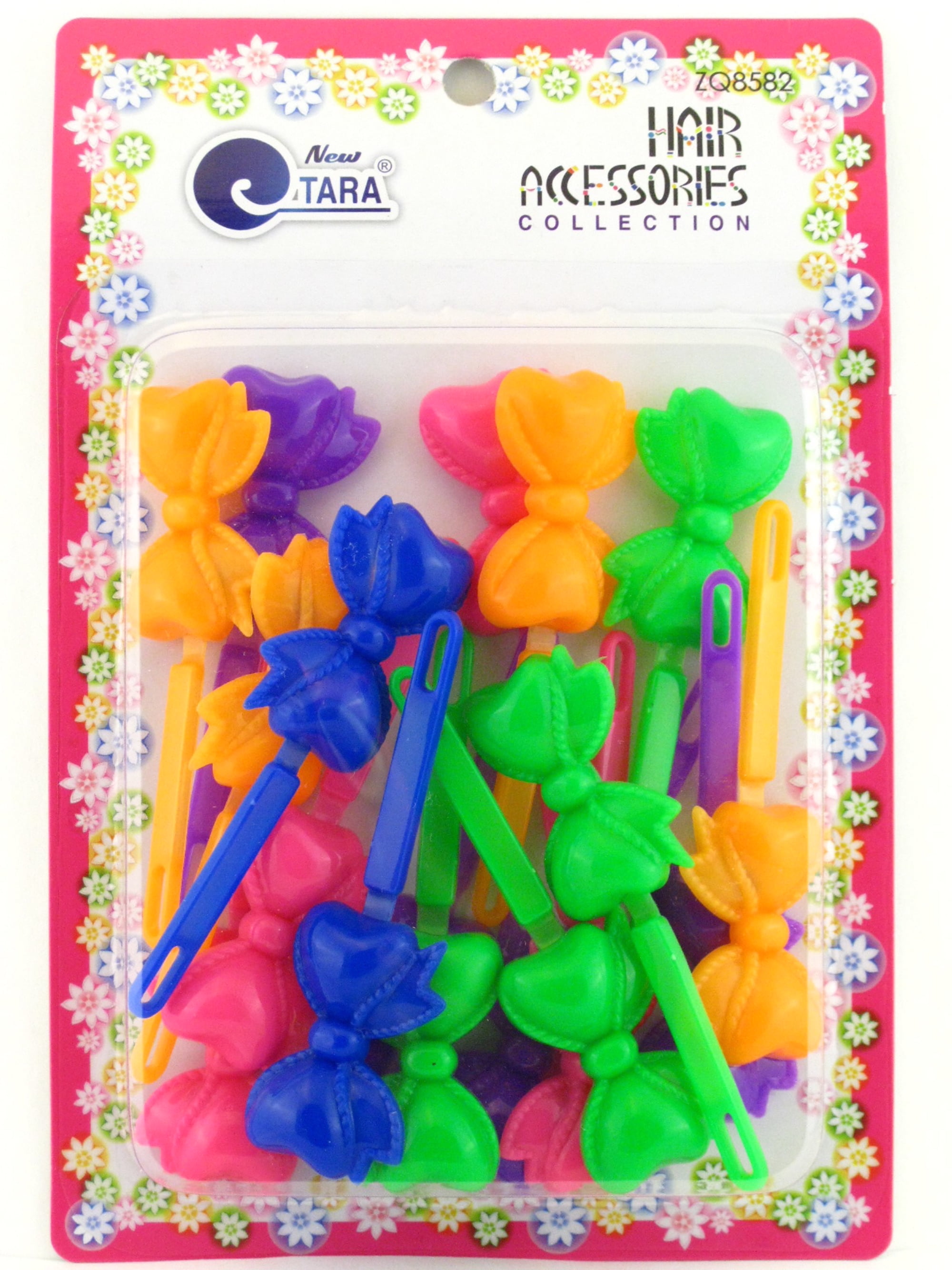 Tara Girls Assorted Color Self Hinge Plastic Bow Hair Barrettes - 18 Pcs.