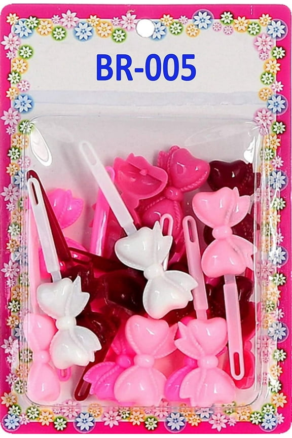 Children's Self Hinge Bow Hair Barrettes - Maroon & Pinks - 18 Pcs.
