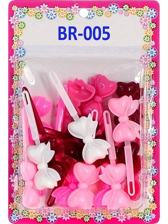Children's Self Hinge Bow Hair Barrettes - Maroon & Pinks - 18 Pcs.