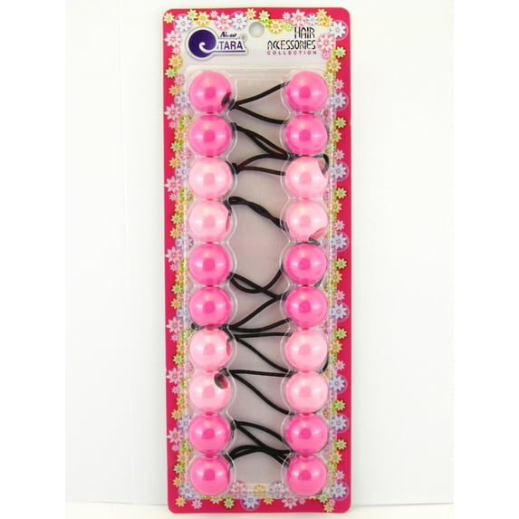 Tara Girls Twinbead 20 mm Ponytail Holder Metal Free Elastics - Solid Shades of Pink - 10 Pcs.