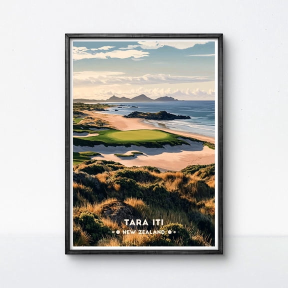 Tara Iti Golf Course Print New Zealand Coastal Art Unframed Paper Poster 8x10in