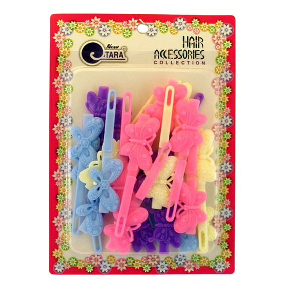 Tara Children's Self Hinge Butterfly Hair Barrettes - 24 Pcs.