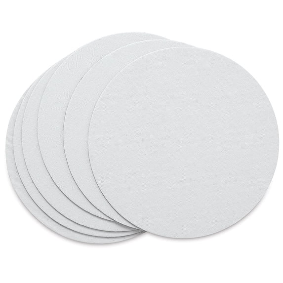 Fredrix Cut Edge Canvas Panels - 8" Round, White, Pkg of 6