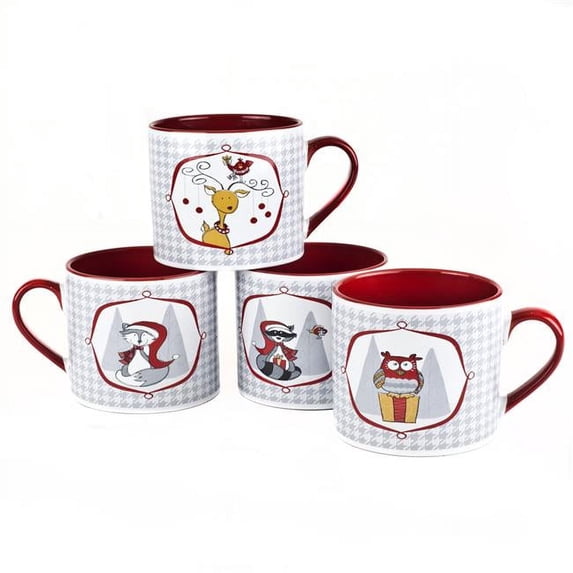 Tara Reed 33138 20 oz Woodland Christmas Mug - 4 Assorted Color