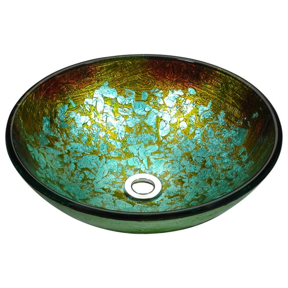 Tara Series Deco-Glass Vessel Sink in Glacial Blaze