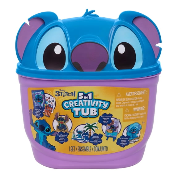 Tara Toy: 5-In-1: Creativity Tub - Stitch - Build Your Own Scene. Canvas-Wood-Plaster Painting, Stickers & Coloring, Disney Activities Kids Ages 3+