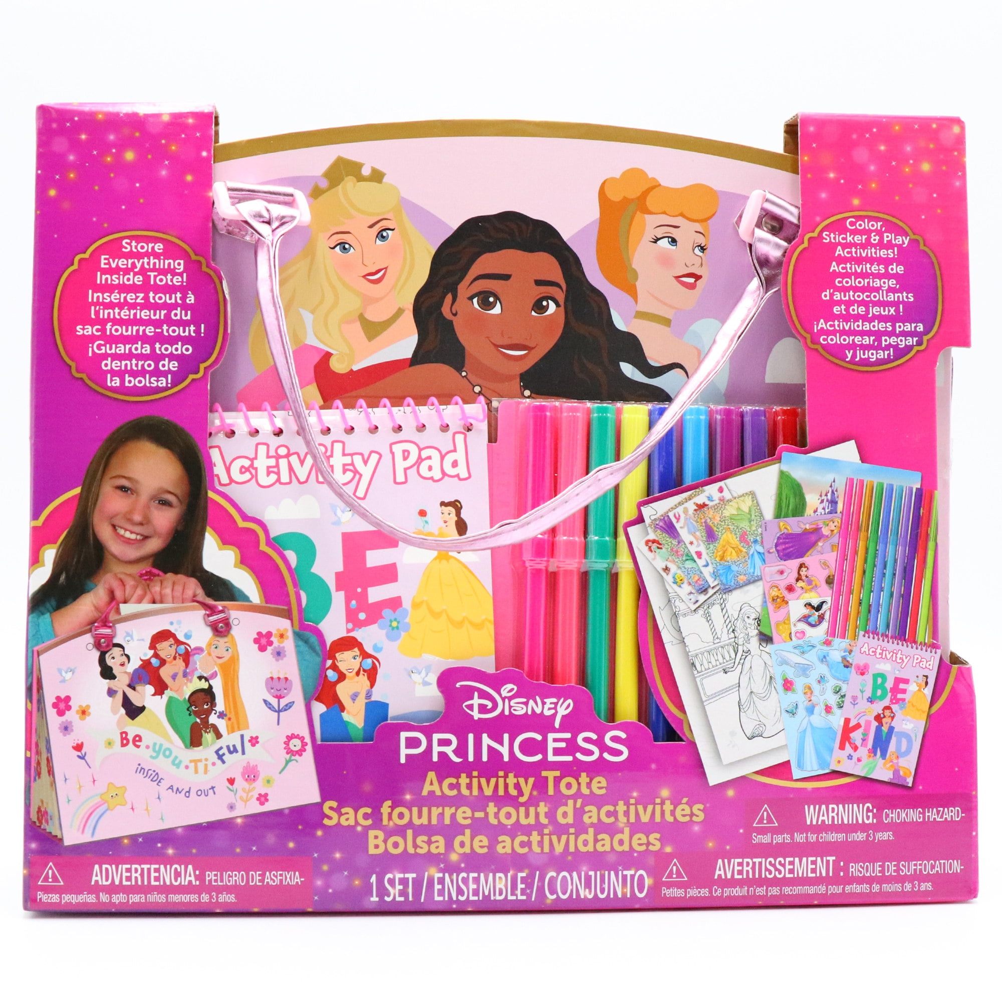 Tara Toy: Activity Tote - Disney Princess - All-In-1, Store Everything Inside The Character Tote, Color-Sticker-Pad Activities, Play Scenes, Kids 3+