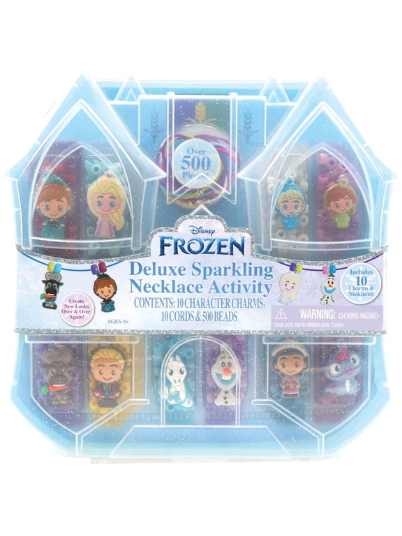 Tara Toy: Deluxe Sparkling Necklace Activity Set - Disney Frozen 2 - 520pc, DIY Jewelry Craft Kit, Create 10 Character Charm & Bead Necklaces, Kids 3+
