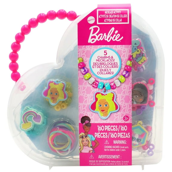 Tara Toy: Necklace Activity Set - Barbie - 160pcs, DIY Jewelry Craft Kit, Create 5 Character Charm & Bead Necklaces, Mix & Match Designs, Kids 3+