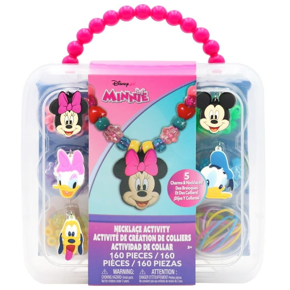 Tara Toy: Necklace Activity Set - Minnie Mouse - 160pcs, DIY Jewelry Kit, Create 5 Disney Junior Character Charm & Bead Necklaces, Mix & Match, Kid 3+