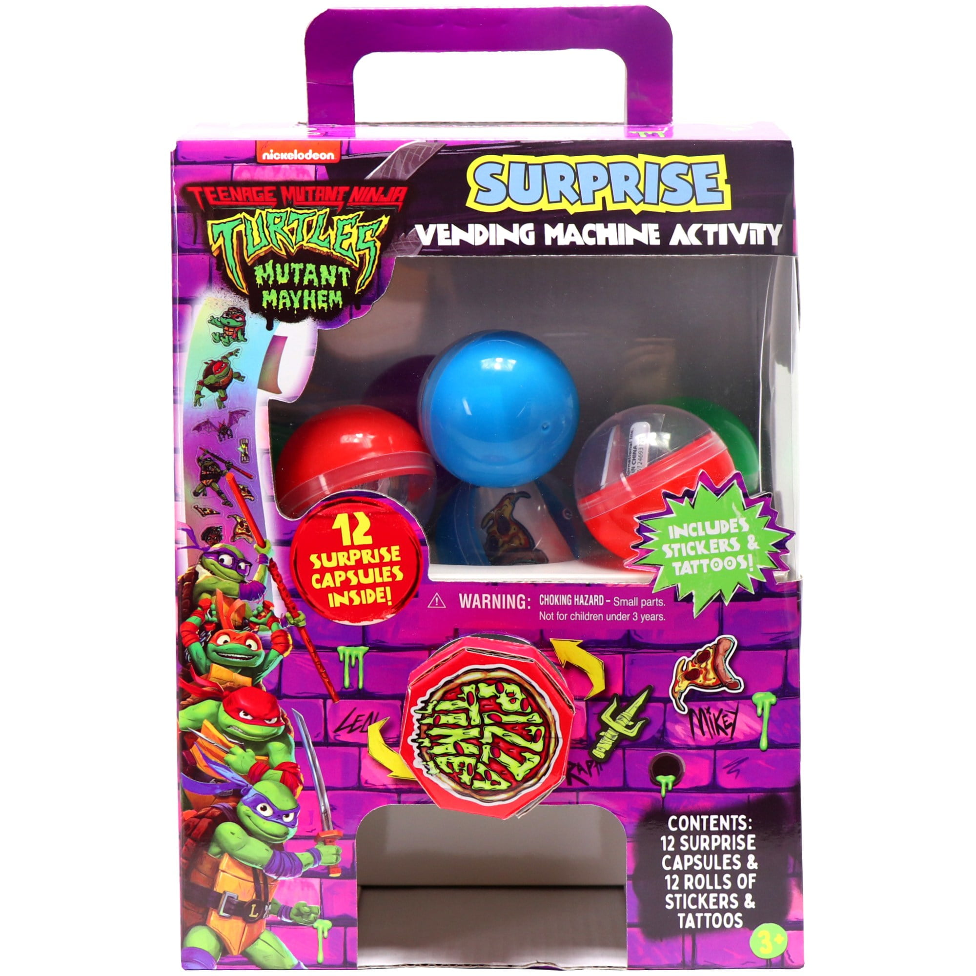 Tara Toy: Surprise Vending Machine Activity: TMNT - 12 Surprise Capsules, Sticker & Tattoo Rolls, Nickelodeon, Teenage Mutant Ninja Turtles, Kids 3+